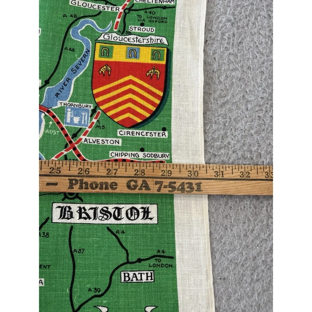 Vintage Old Bleach Severn Bridge Tea Towel Irish Linen Wales MCM